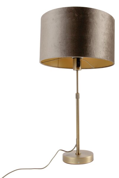Stolní lampa bronzová se sametovým stínidlem hnědá 35cm - Parte