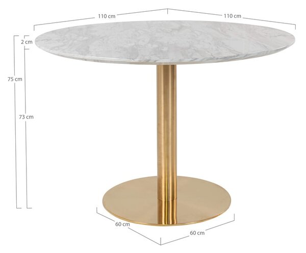 Kulatý jídelní stůl s deskou v dekoru mramoru ø 110 cm Bolzano – House Nordic