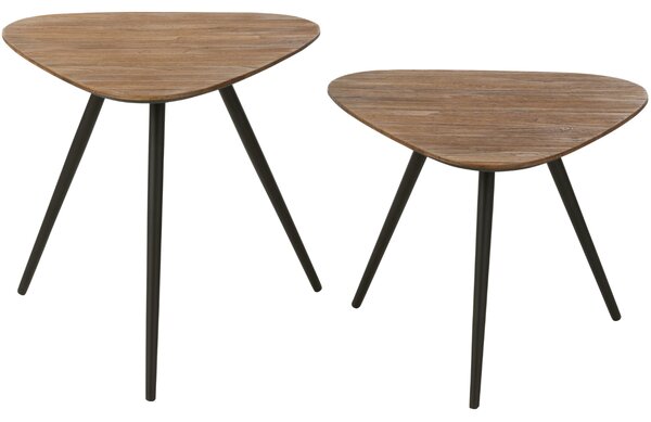 Set dvou hnědých teakových odkládacích stolků J-line Tooky 50/42 cm