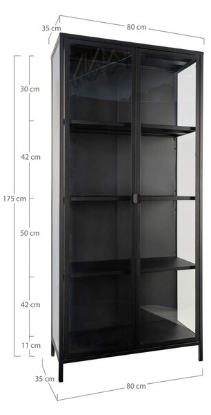 Černá kovová vitrína 80x175 cm Brisbane – House Nordic