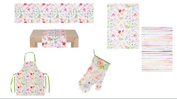 Textil v jarních květinách do kuchyně Design: rukavice