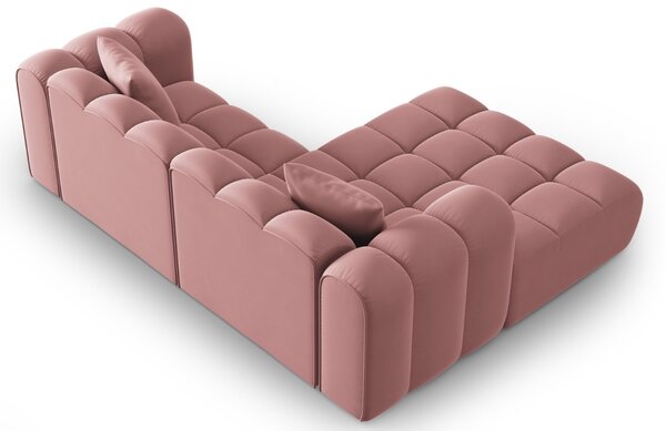 Windsor & Co Růžová sametová rohová pohovka Halley 242 cm, levá