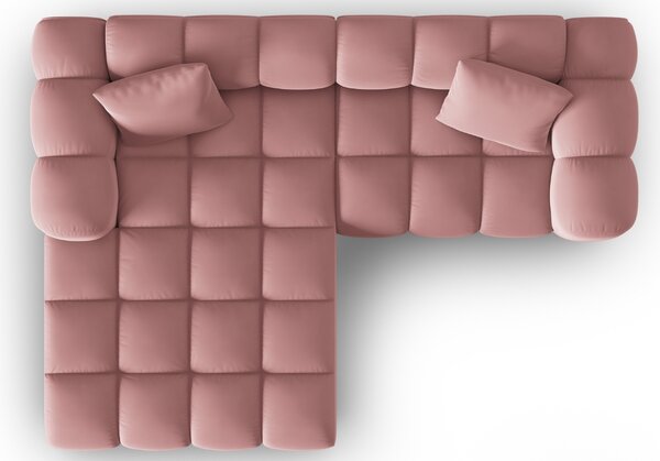 Windsor & Co Růžová sametová rohová pohovka Halley 242 cm, levá
