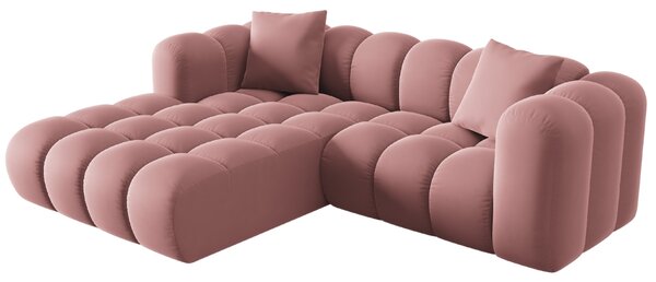 Windsor & Co Růžová sametová rohová pohovka Halley 242 cm, levá