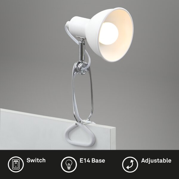 Briloner 2790-016 - Lampa s klipem FIX 1xE14/8W/230V bílá