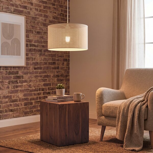Lustr na lanku SIRJA PLISADO 1xE27/15W/230V pr. 35 cm krémová