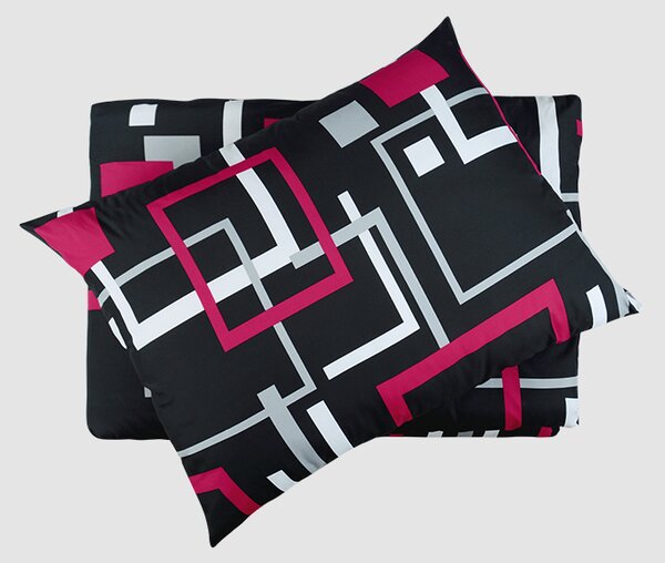 Povlecení mikrosatén prodloužené BILETA malinové 140x220 cm geometrické tvary;abstrakce