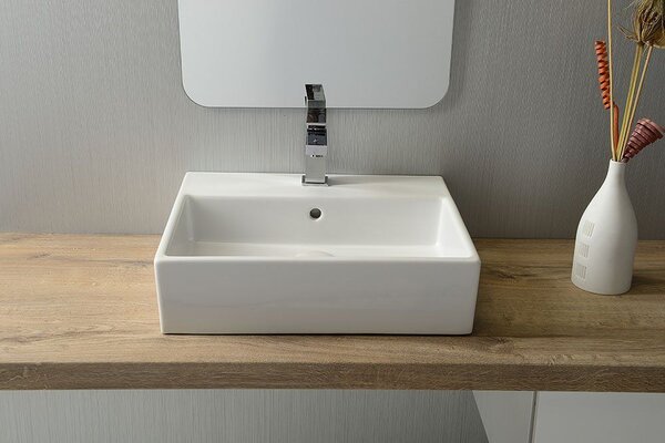 Isvea Purity umyvadlo 50x42 cm obdélníkový klasický bílá lesk 10PL50050