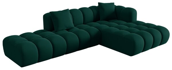 -25 % Dny MOMENTI– Lahvově zelená sametová rohová pohovka Windsor & Co Halley 309 cm, pravá