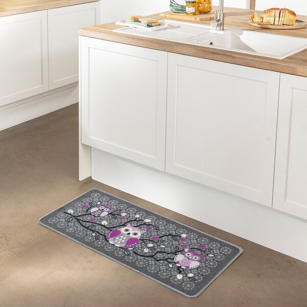 Blancheporte Kuchyňský koberec s potiskem Sovičky šedá 46x98cm