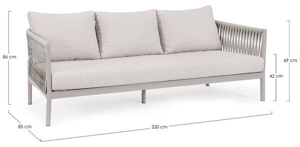 Bizzotto Světle šedá zahradní pohovka Florencia 220 cm