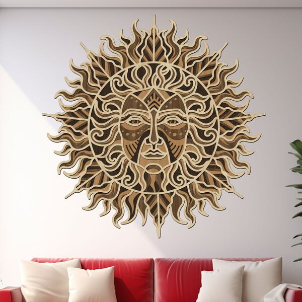 4 dílný dřevěný obraz Sun of Univers | Rozměry (cm): 60x60 | Zvolte barvu dekoru: Javor-Wenge
