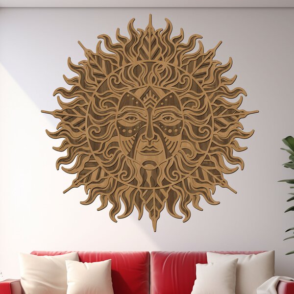 4 dílný dřevěný obraz Sun of Univers | Rozměry (cm): 60x60 | Zvolte barvu dekoru: Javor-Wenge