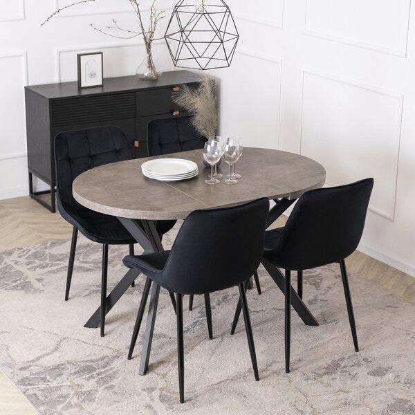 JAKS Kulatý rozkládací stůl 80 - 160 cm beton černý Dorian