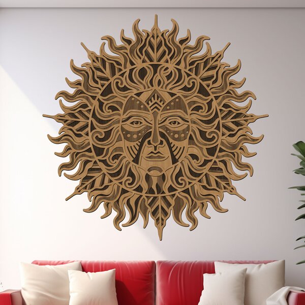 4 dílný dřevěný obraz Sun of Univers | Rozměry (cm): 60x60 | Zvolte barvu dekoru: Javor-Wenge