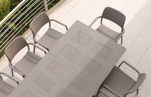 Nardi Antracitově šedý plastový rozkládací zahradní stůl Libeccio 160/220 x 100 cm