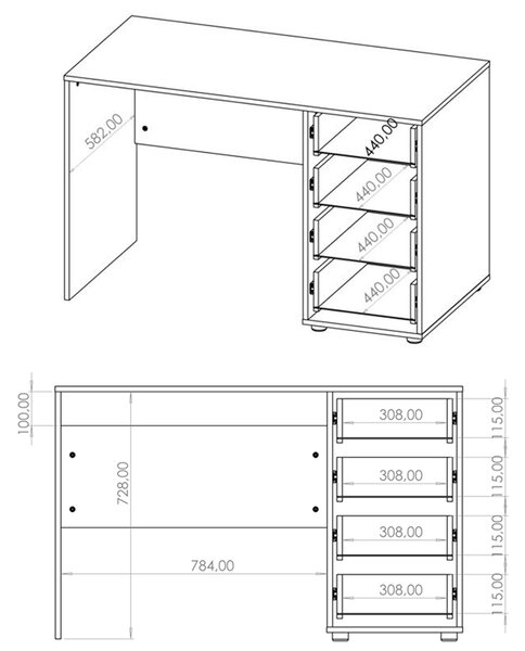 MAXIONE c | psací stůl MX-01 | 120 cm | černá mat