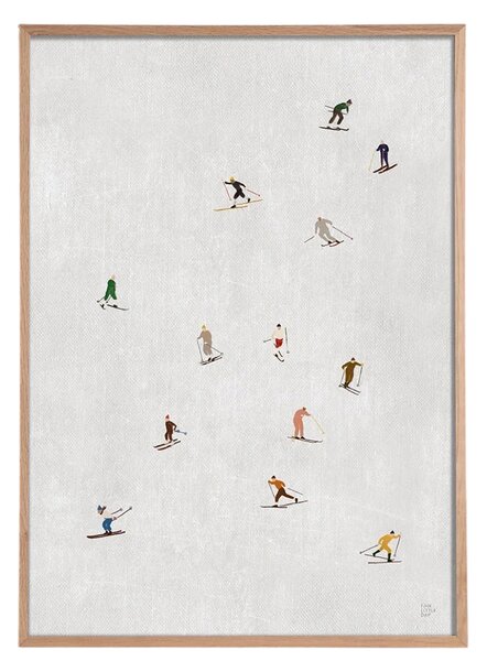 Fine Little Day Plakát Skiers Light Grey - 40 x 50 cm FLD285