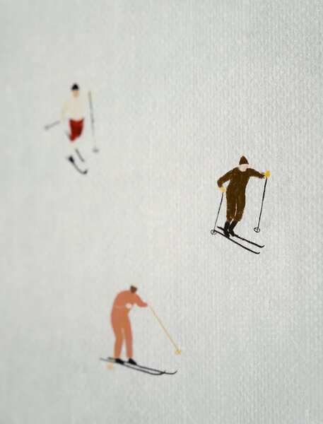 Fine Little Day Plakát Skiers Light Grey - 40 x 50 cm FLD285