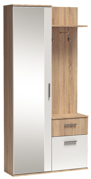 Předsíňová stěna LUX | 97 cm | se zrcadlem | UNI provedení | sonoma/bílá