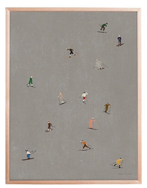 Fine Little Day Plakát Skiers Dark Grey - 40 x 50 cm FLD171