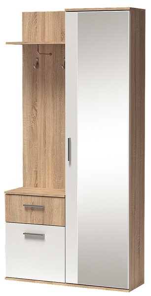 Předsíňová stěna LUX | 97 cm | se zrcadlem | UNI provedení | sonoma/bílá