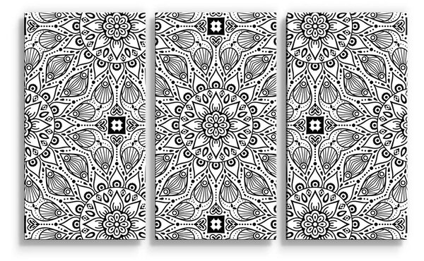 Sablio Obraz - 3-dílný Bílé mehendi - 120x80 cm