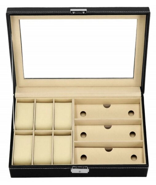 Box na 6 hodinek a 3 páry brýlí SPRINGOS MILESTONE HA1060 černý
