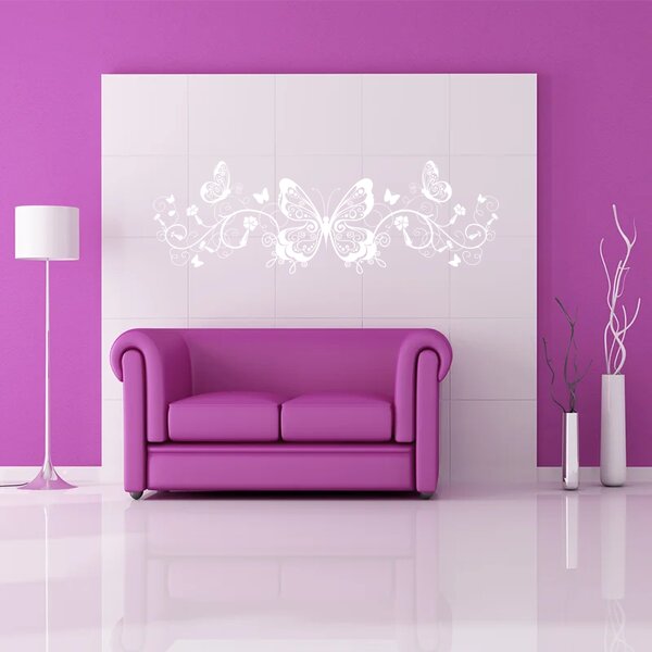 Sablio Samolepka na zeď: Motýlí ornament 2 - 60x20 cm