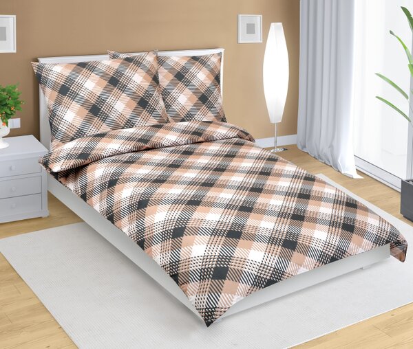 Bellatex Povlečení bavlněné 140x200, 70x90 cm Kostka šedá, béžová
