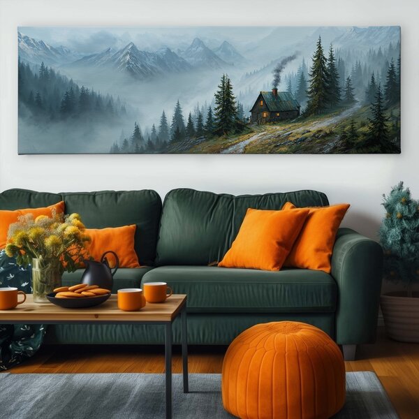 Obraz na plátně - V chajdě mlžných hor FeelHappy.cz Velikost obrazu (šířka x výška): 60 x 20 cm