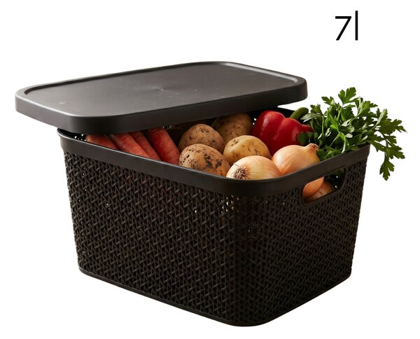 Multifunkční koš s víkem, úložný box s víkem 7l ALTOM - černý