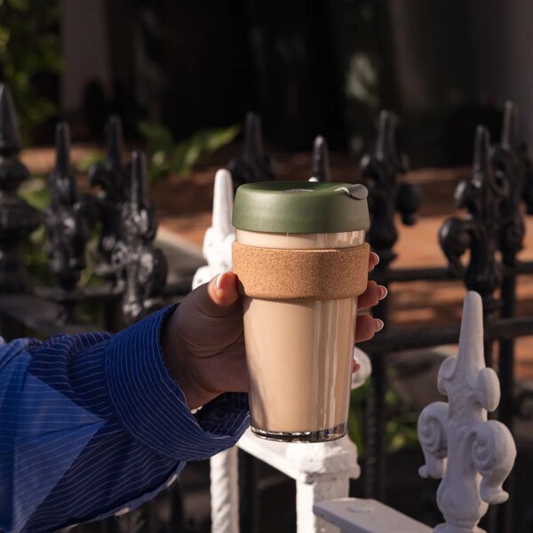 Skleněný hrnek KeepCup Brew Cork Pine L, 454 ml