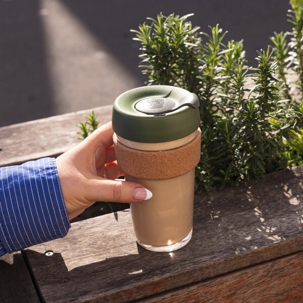 Skleněný hrnek KeepCup Brew Cork Pine L, 454 ml