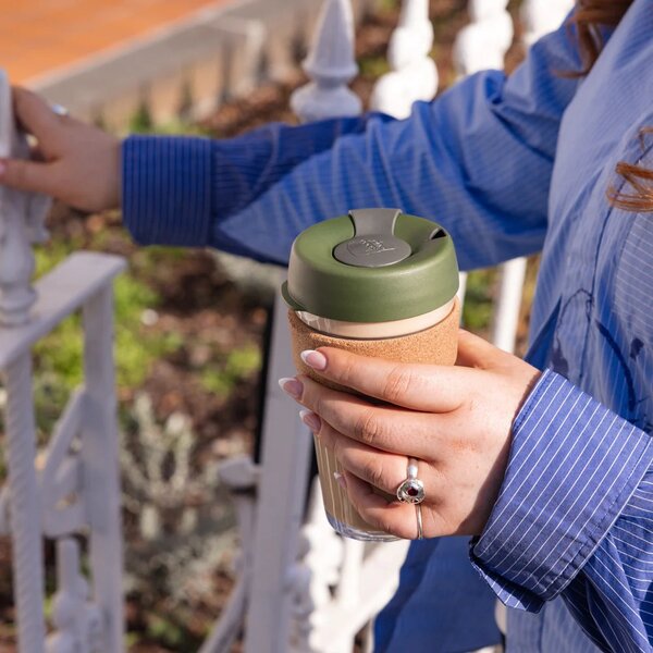 Skleněný hrnek KeepCup Brew Cork Pine L, 454 ml