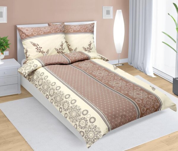 Bellatex Povlečení flanelové Větvička hnědá 140x200, 70x90 cm