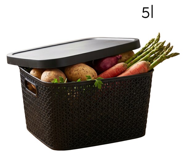 Multifunkční koš s víkem, úložný box s víkem 5,5l ALTOM - černý