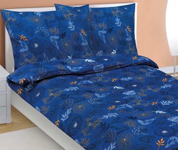 Bellatex Povlečení krepové Louka modrá tmavá rozměr 140x200, 70x90 cm
