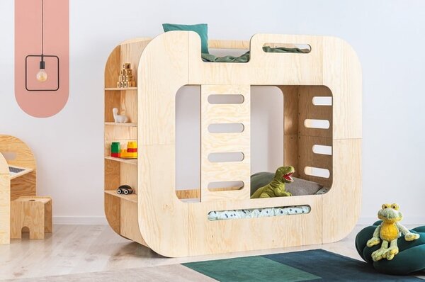 Patrová dětská postel s úložným prostorem v přírodní barvě 90x200 cm Mila DMP – Adeko