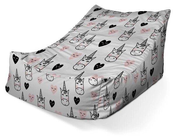 Sablio Sedací vak Lounge Hlava jednorožce - 80 x 95 x 50 cm