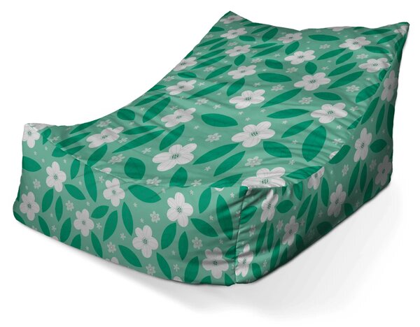 Sablio Sedací vak Lounge Bílé květy s lístky - 80 x 95 x 50 cm