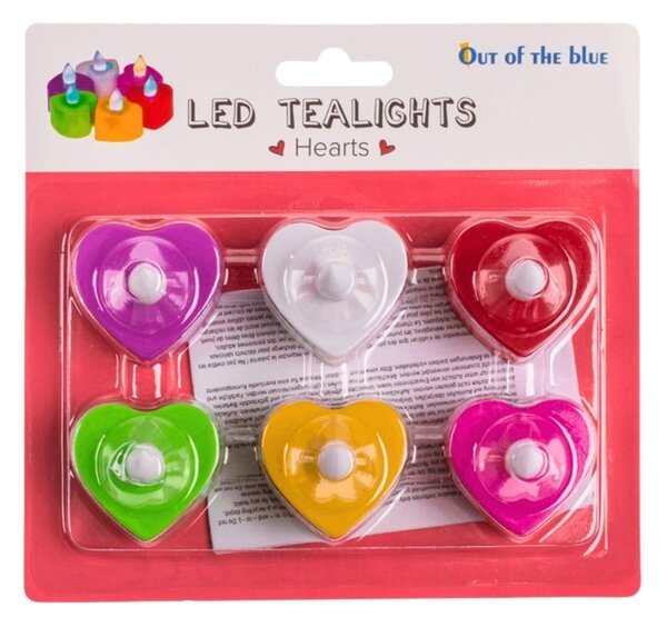 LED čajové svíčky ve tvaru srdce HEARTS, sada 6 ks