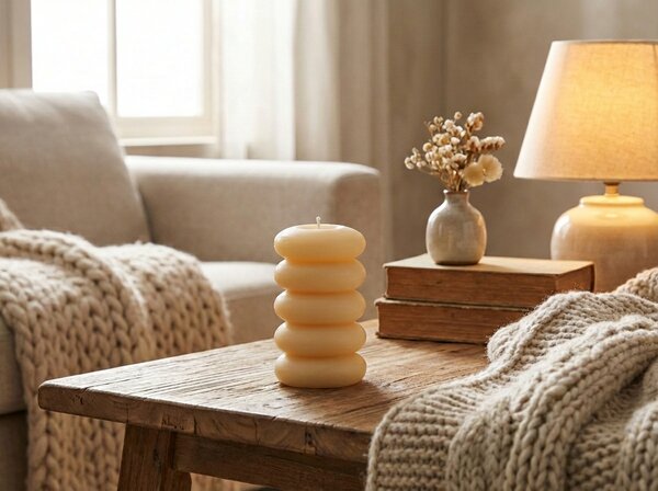 Sloupová svíčka MACARON 11,5 cm světle žlutá