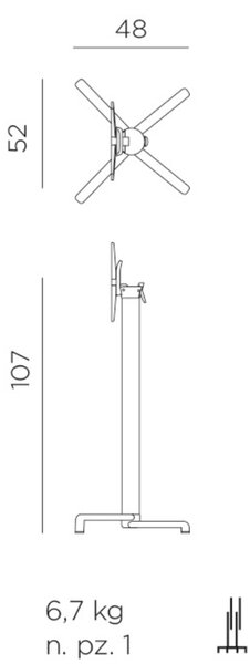 Nardi Bílá hliníková stolová sklápěcí podnož Scudo 107 cm