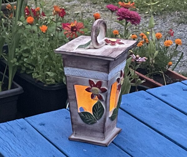 Keramická lampa na svíčku venkov