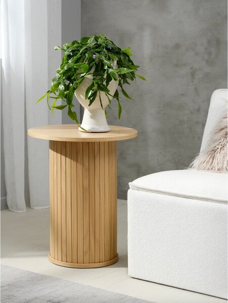 Kulatý odkládací stolek v dekoru dubu ø 50 cm Nola – Unique Furniture