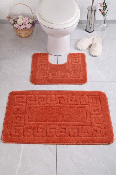 Oranžové WC koupelnové předložky v sadě 2 ks Ethnic – Foutastic
