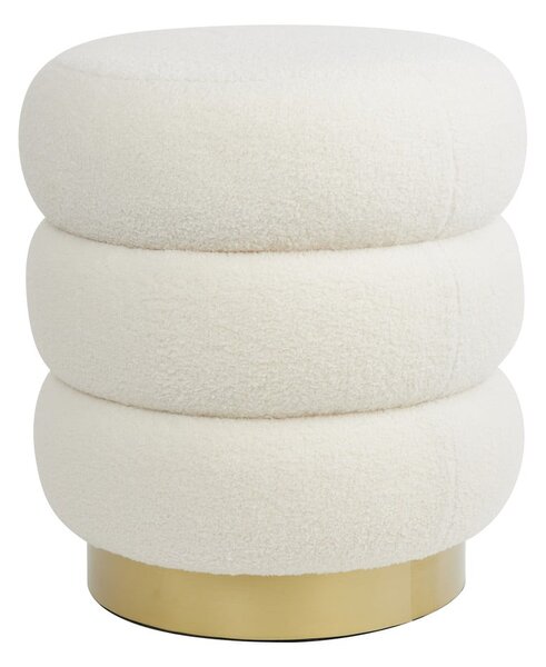 Bílý taburet z textilie bouclé Kimi – Light & Living