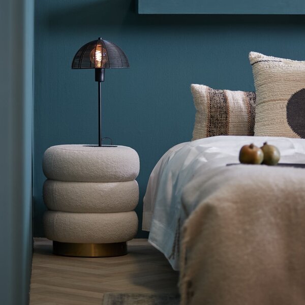 Bílý taburet z textilie bouclé Kimi – Light & Living