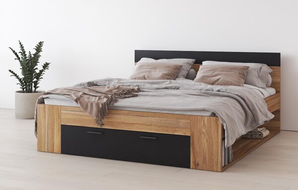 Manželská postel 180 cm Benson MW92 (dub mauvella + černá)